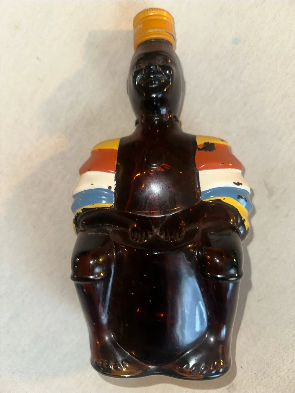 Vintage Collectible Brewery Hand-Blown Amber Glass Figurine Bottle